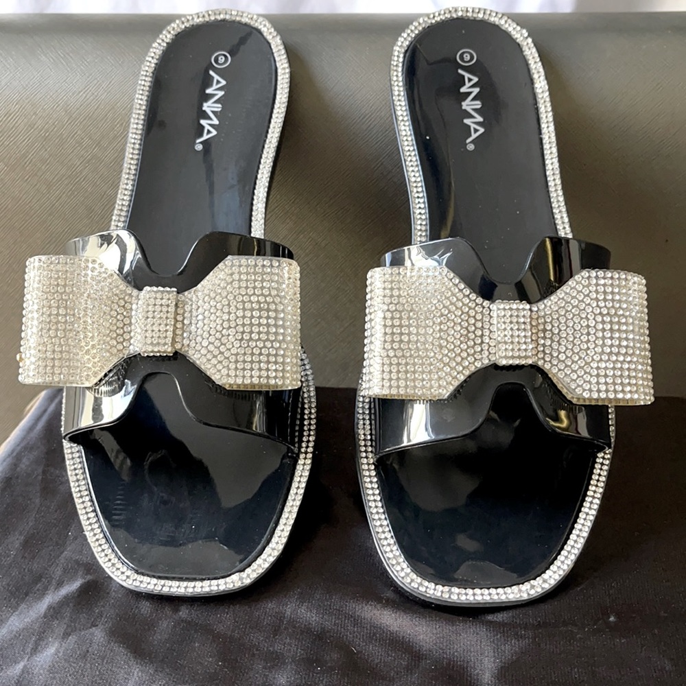 Black Bow Jelly Flats
